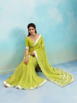 KcPc New Latest Georgette Saree with Rich Gota Border Work MHS