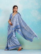 KcPcSpecial Batik Sanganeri Print Banarasi Border Saree STL
