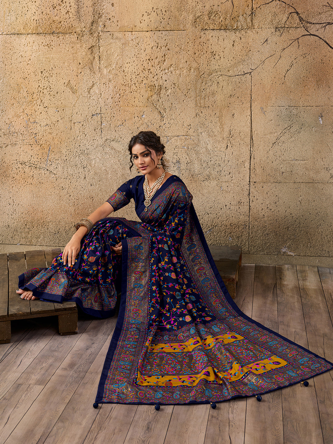 KcPc Latest Handpicked Pashmina Silk Foil Print SareeSTR