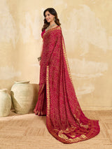 Buy Bandhani Style Saree With Traditional Wear