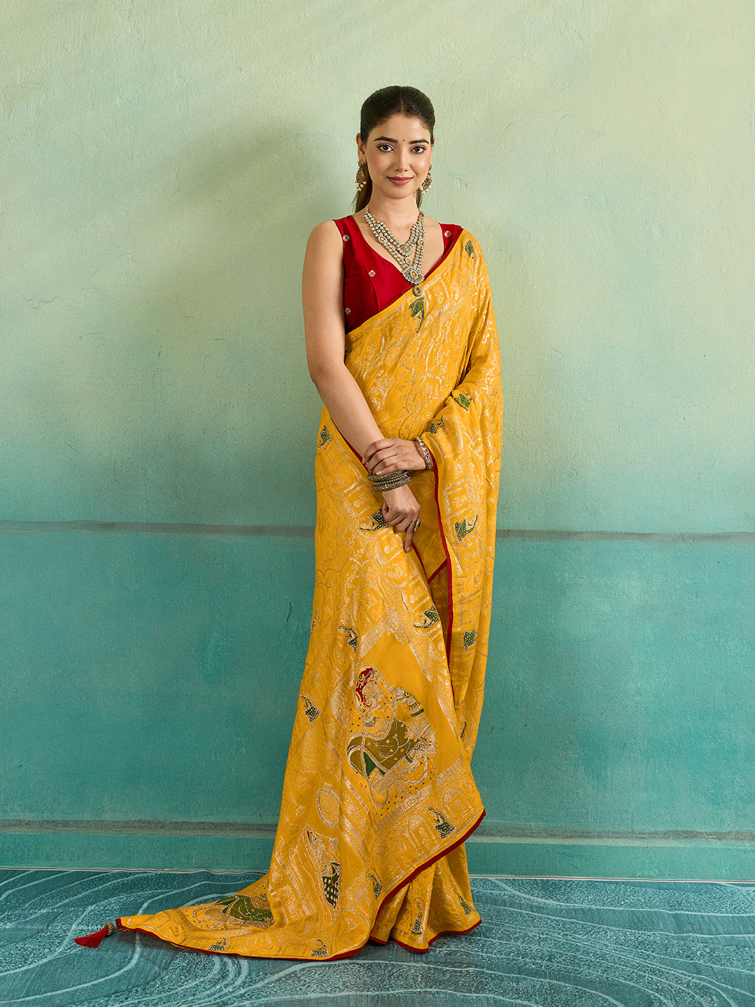 KcPc New Elegant Dola Silk Karwachauth Saree with Shiroshki Banarasi WorkPDM