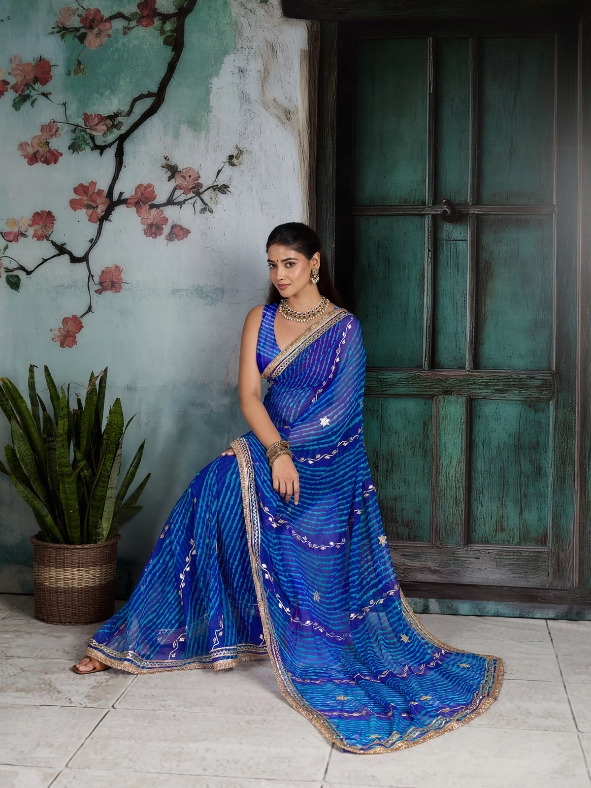 KcPc Designer Gotapatti Work Georgette Leheriya Saree MHS