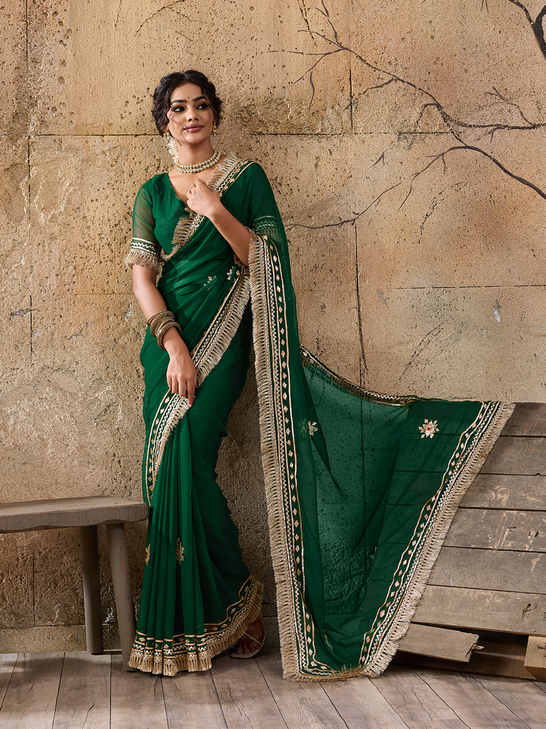 Buy Elegant Pure Georgette Saree with Gota Patti Work Kcpc