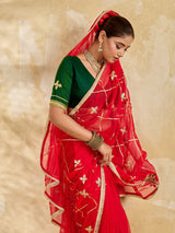 Buy Chiffon Saree Traditional Style With Gota patti Work KcPc