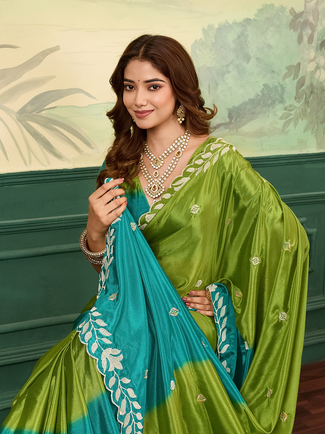 Buy Bollywood Style With Kashida Work Saree