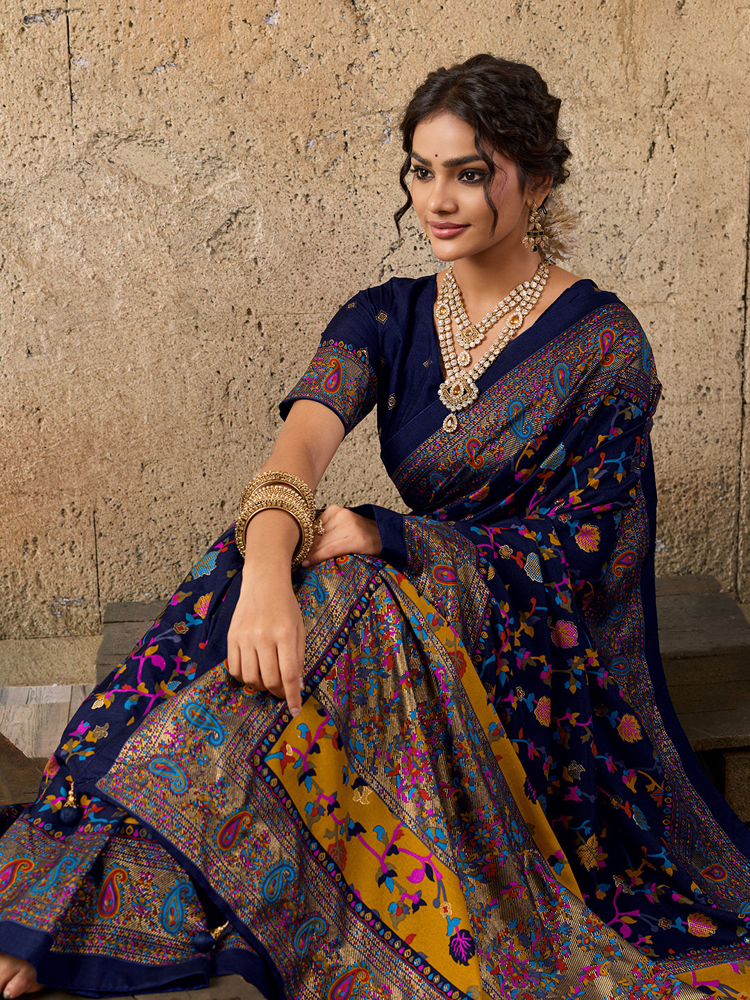 KcPc Latest Handpicked Pashmina Silk Foil Print SareeSTR