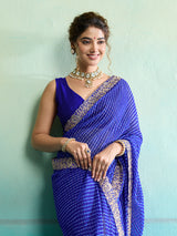 Buy New Spiceal Chiffon Leheriya Style With Embroidery Border Work Saree