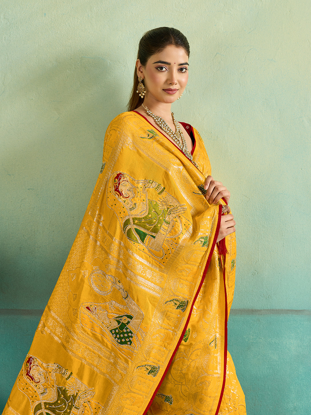KcPc New Elegant Dola Silk Karwachauth Saree with Shiroshki Banarasi WorkPDM