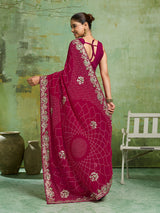 KcPc Pure Georgette Bandhani Style With Gotapatti Work Saree PIF