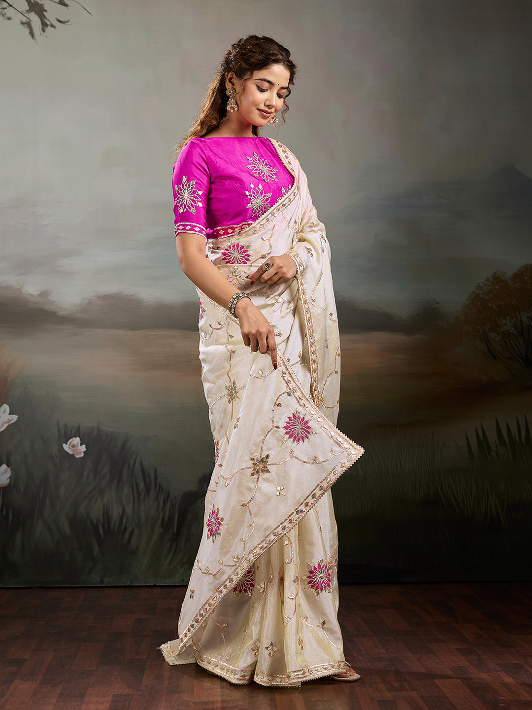 KcPc New Premium Tissue Silk Saree with Gotusser Tapeta Detailing PSF