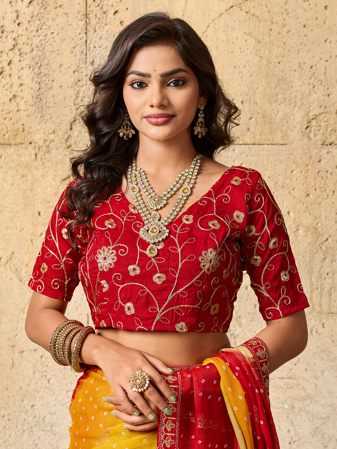 designer bandhani saree for festival