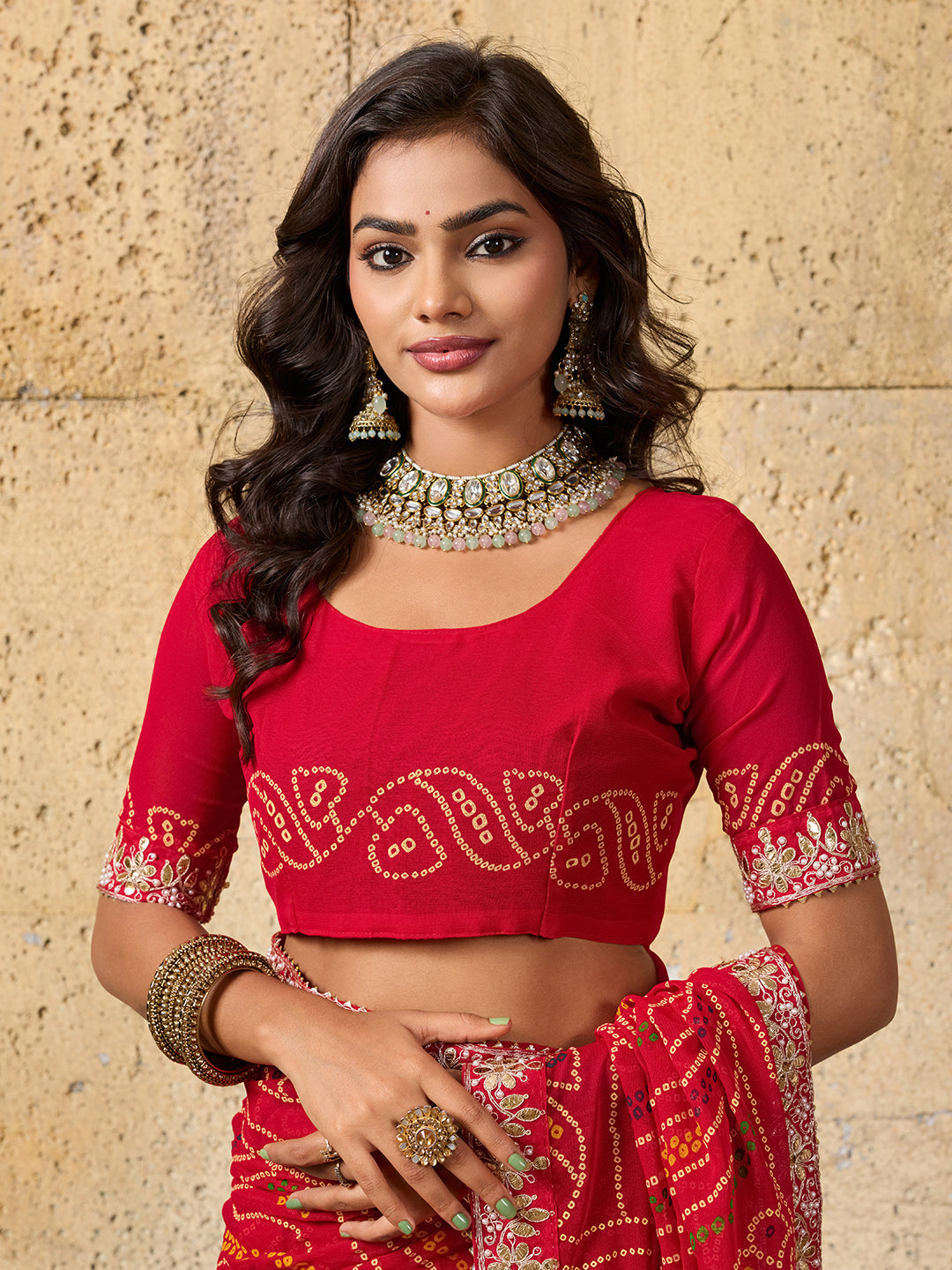 KcPc New Beautiful Georgette Traditional Style Gotapatti Work Saree PDM