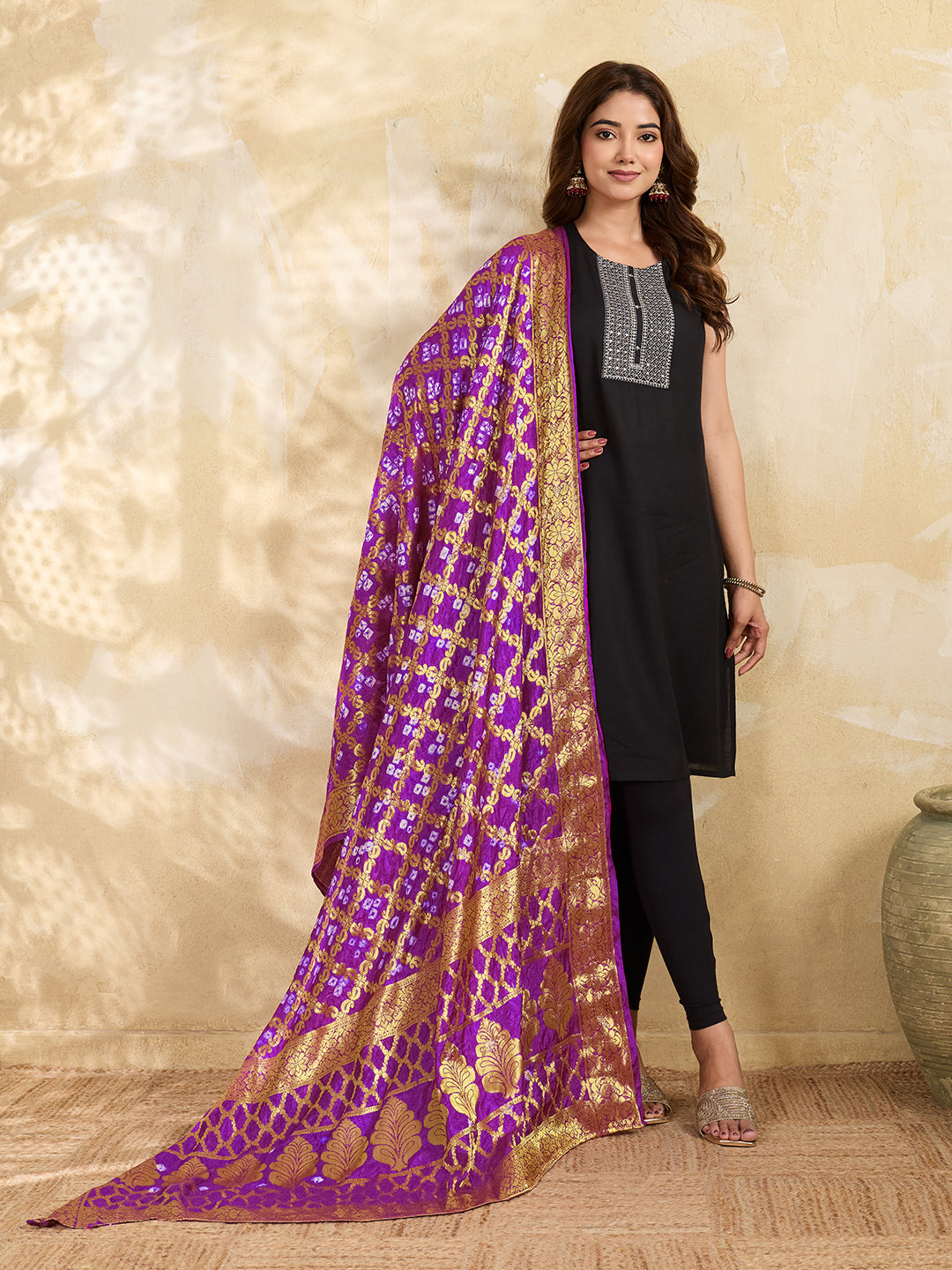 KcPc Special Silk Bandhani Dupatta with Handmade WorkSA