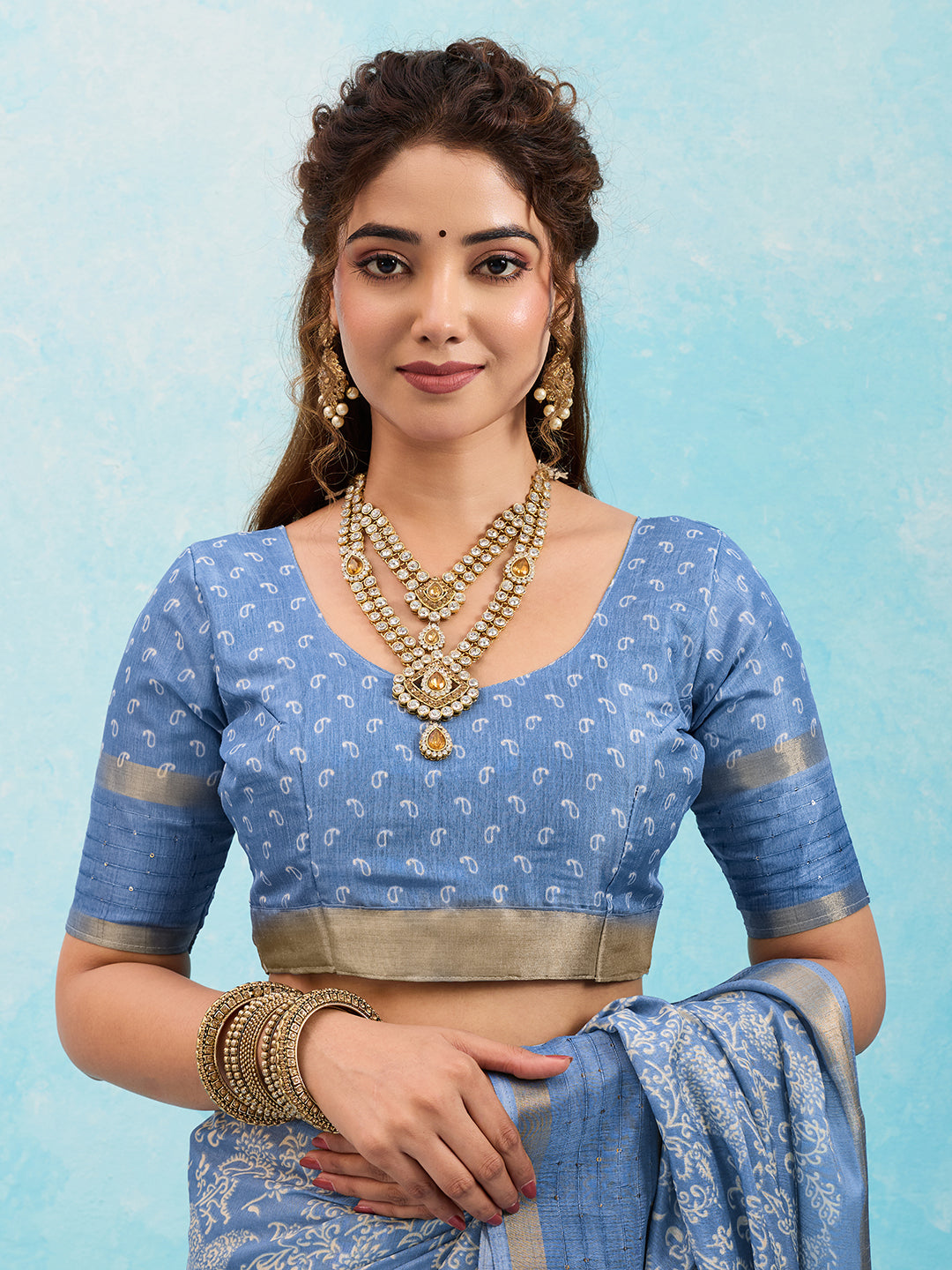 KcPcSpecial Batik Sanganeri Print Banarasi Border Saree STL
