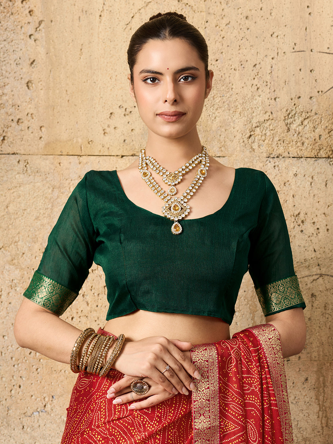 chiffon saree in bandhani style under 500
