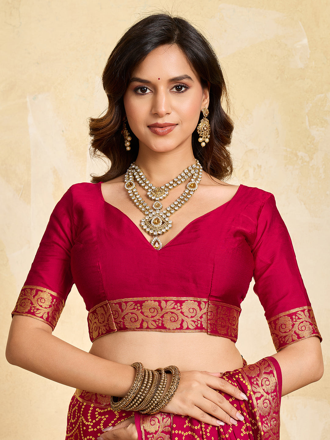 Buy Bandhani Style Saree With Traditional Wear