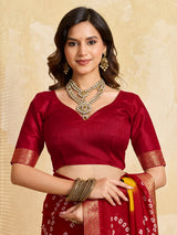 KcPc New Moss Chiffon Georgette Bandhani Style Saree with Zari Border KDN