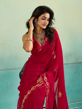 KcPc New Latest Chiffon Bollywood Style Gotapatti Work Saree MHS