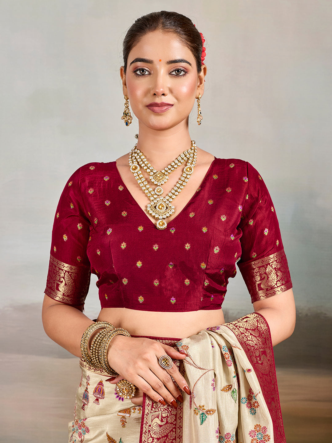 Buy Premium Silk Banarasi Style Saree Traditional Wear Kcpc