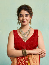 KcPc New Launch Pure Khaddi Georgette Upada Neemzari Bandhej SareeYellow Red