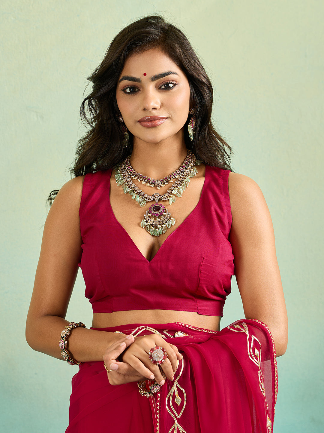 KcPc New Latest Chiffon Bollywood Style Gotapatti Work Saree MHS