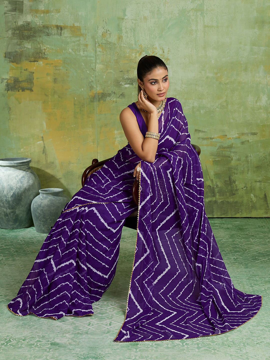 KcPc Stylish Zig Zag Cotton Silk Saree for WomenSRK