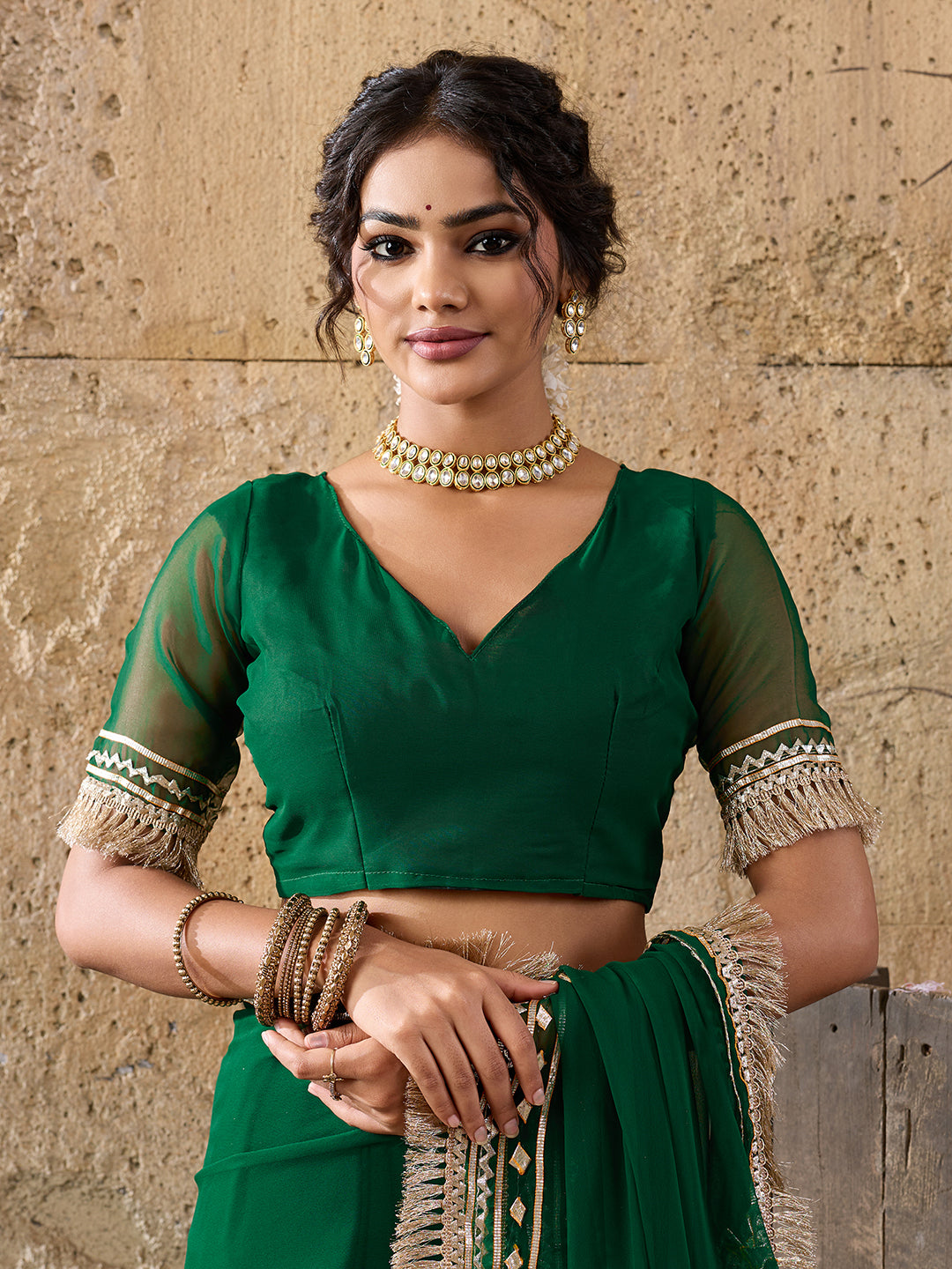 Buy Elegant Pure Georgette Saree with Gota Patti Work Kcpc