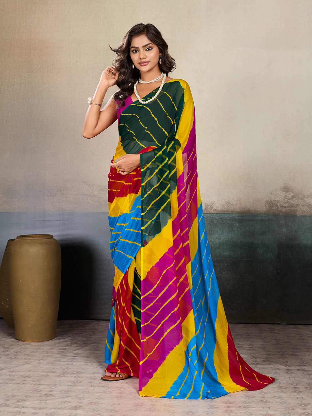 Buy New Chiffon Leheriya Style With Casual Wear Saree