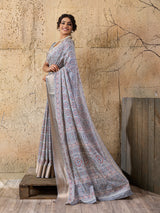 Buy Cotton silk Ajrakh style Saree Kcpc img - 3