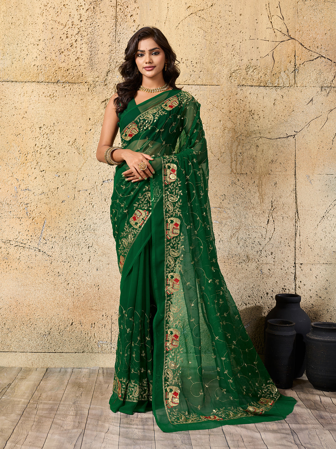KcPc Cultural Elegance Traditional Georgette Saree for BridesmaidsJAY