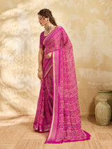Buy Stylish Bandhani Chiffon Saree Kcpc Image 2
