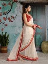 KcPc New Embroidery Bandhani Border Kota Doria Saree SWA