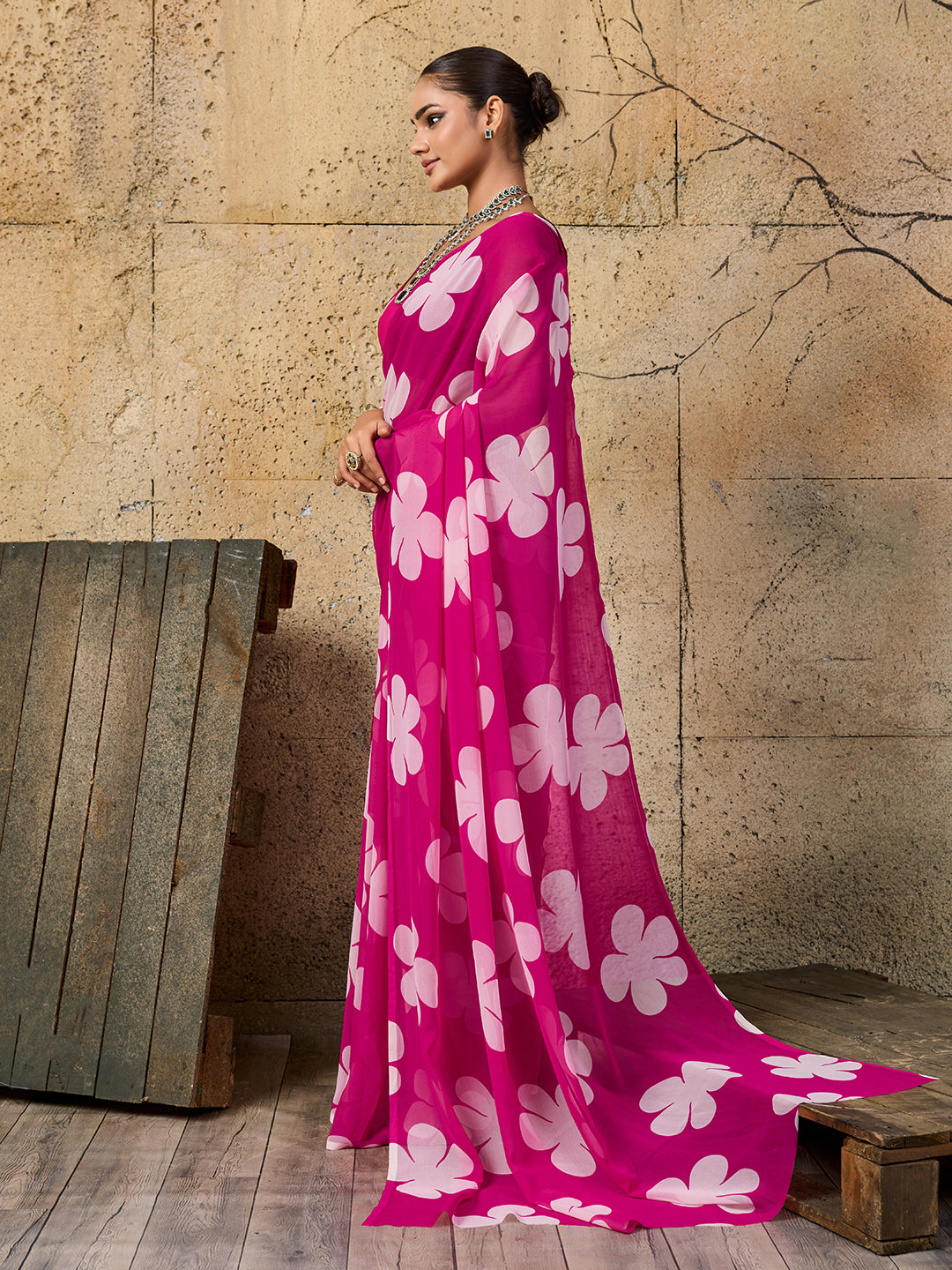 KcPc Latest New Pure Georgette Flower Printed Style Saree SUN