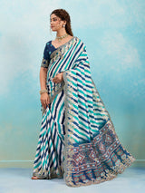 Buy Leheriya Chinon Silk Saree with Gotapatti Work