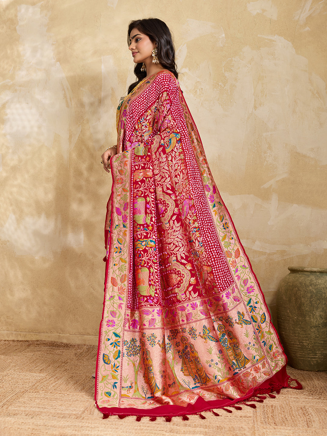 KcPc Premium Khaddi Georgette Silk Kalamkari Dupatta for Traditional Wear ASF