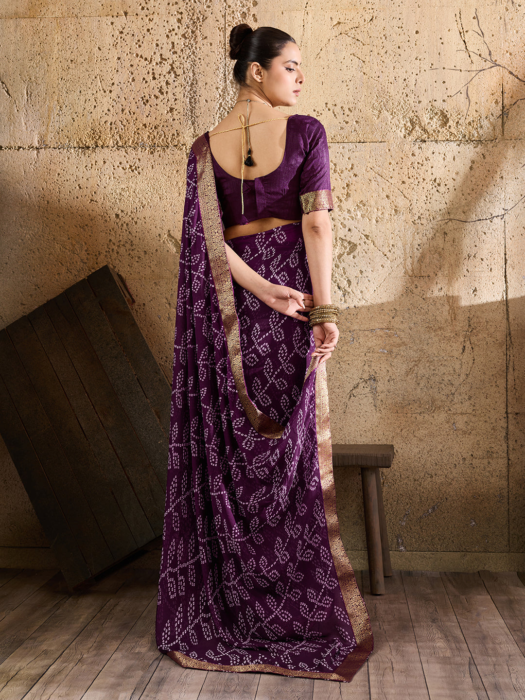 KcPc New Soft Moss Chiffon Bandhani Saree for Everyday Casual Wear KDN