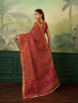 Buy Ghatchola Saree With Bikaneri bandhej Work