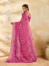 Buy Stylish Bandhani Chiffon Saree Kcpc Image 5