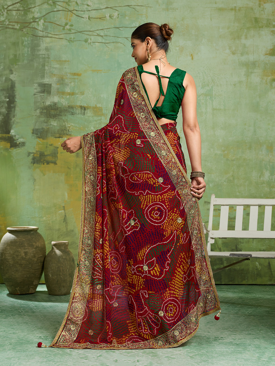 KcPc Festive Special Bandhani Style Georgette Saree RB
