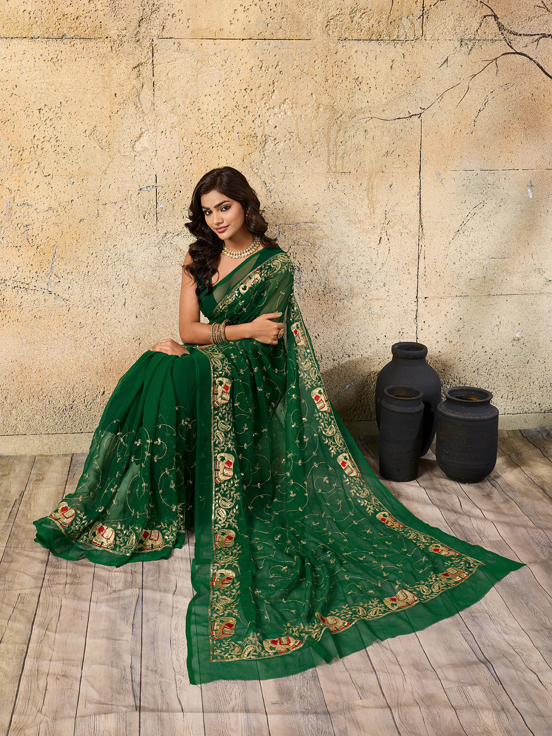 KcPc Cultural Elegance Traditional Georgette Saree for BridesmaidsJAY