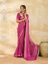 Buy Stylish Bandhani Chiffon Saree Kcpc Image 3