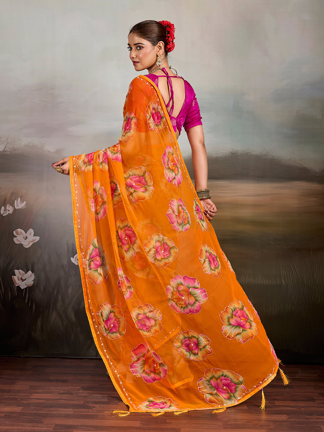 Buy Chiffon Blouse with Cutdana Work Kcpc