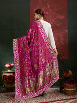 KcPc Latest Khaddi Georgette kalamkari Style Wth Embroidery Work Dupatta TUF