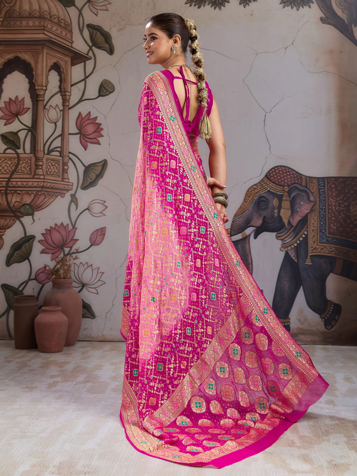 Royal Meenakari Pure Khaddi Georgette Saree for Women 7