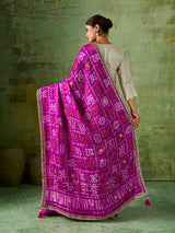 KcPc New Traditional Bandhani Style Gaji Silk Dupatta with Gota Patti WorkAMT