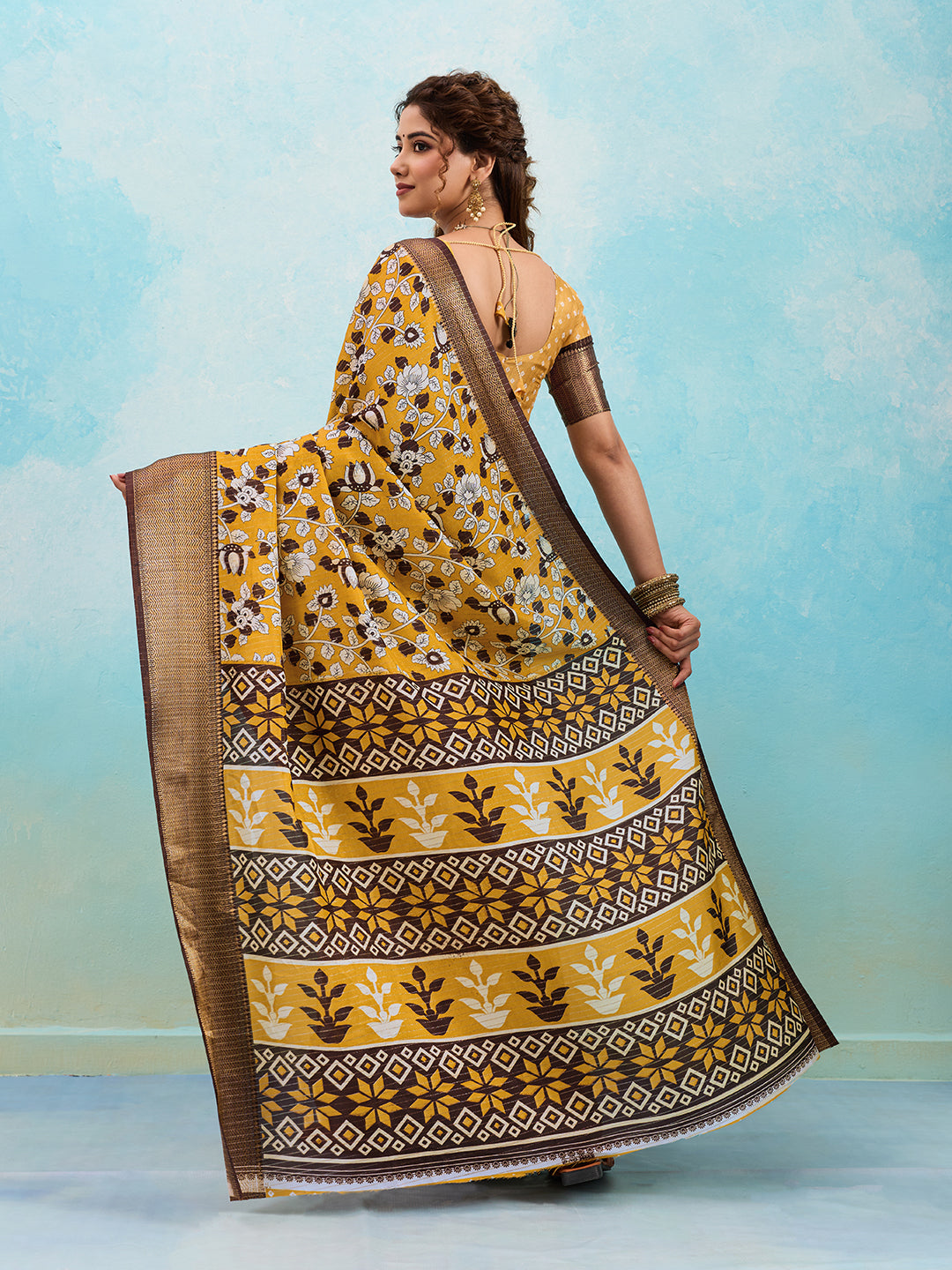 Buy Printed Style With Zari border Saree