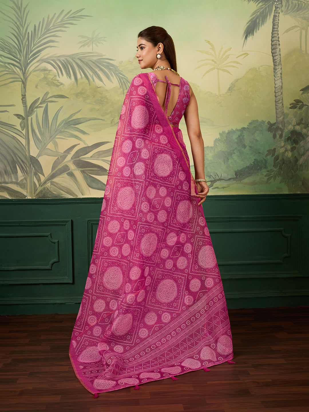 KcPc New Stylish Bandhani Pattern Kota Doria Saree STL