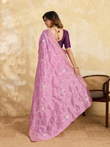 Cotton Silk Gotapatti Work Saree pink colour under 1000