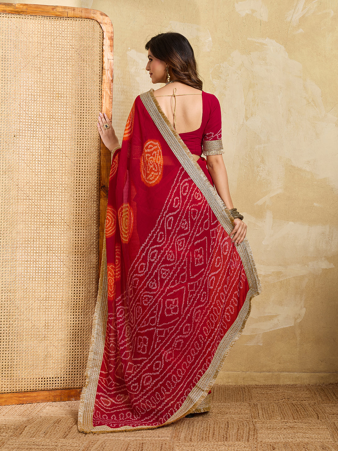 KcPc Premium Bandhani Style Georgette Saree with Rich Heavy BorderKDN