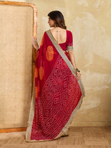 KcPc Premium Bandhani Style Georgette Saree with Rich Heavy BorderKDN